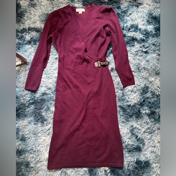 Faux Wrap Sweater Dress w/Belt